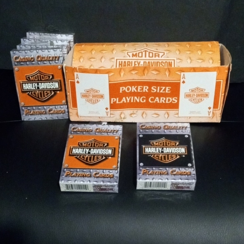 Harley-Davidson Playing Cards in Orange and Black 6 Decks Sealed